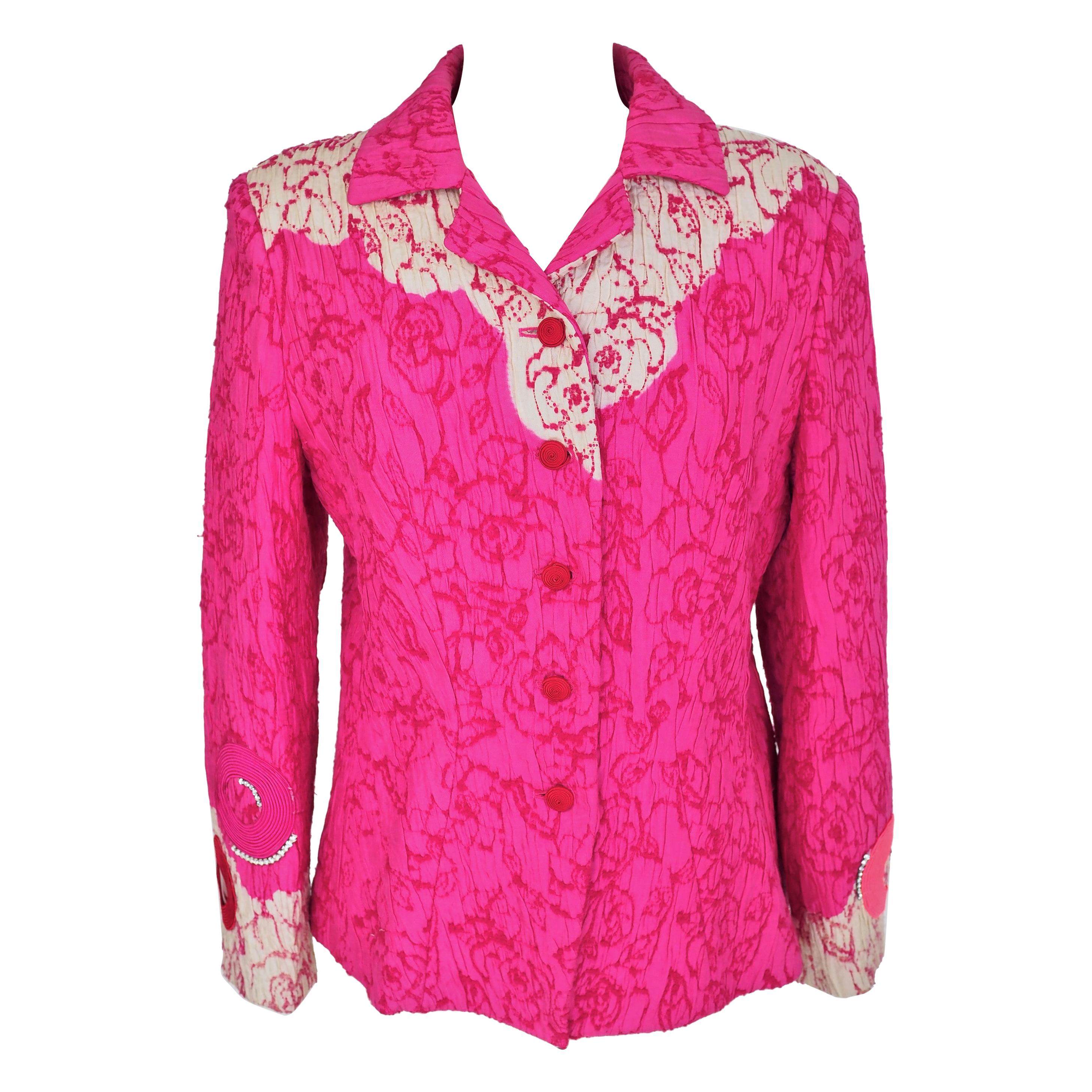 Una giacca Christian Lacroix in seta rosa chocking Circa 2000 in vendita