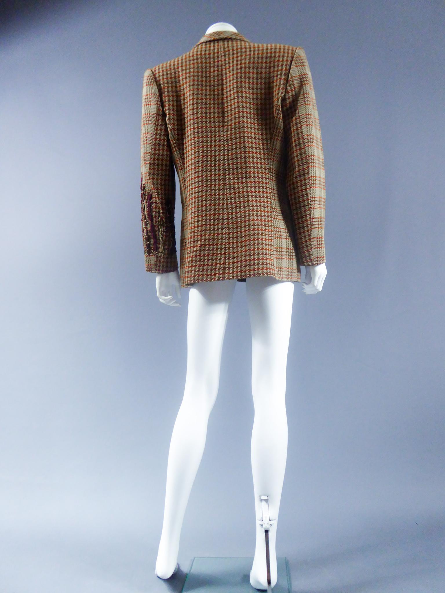 A Christian Lacroix Plaid Wool Jacket Circa 1990 For Sale 7