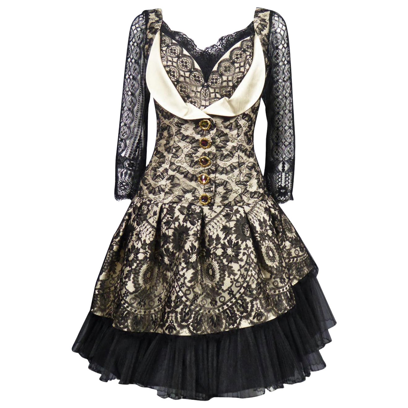 A Christian Lacroix Silk and Lace Cocktail dress Circa 1995/2000