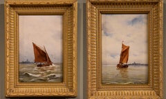 Oil Painting Pair by A. Christiansen "Off Jutland"