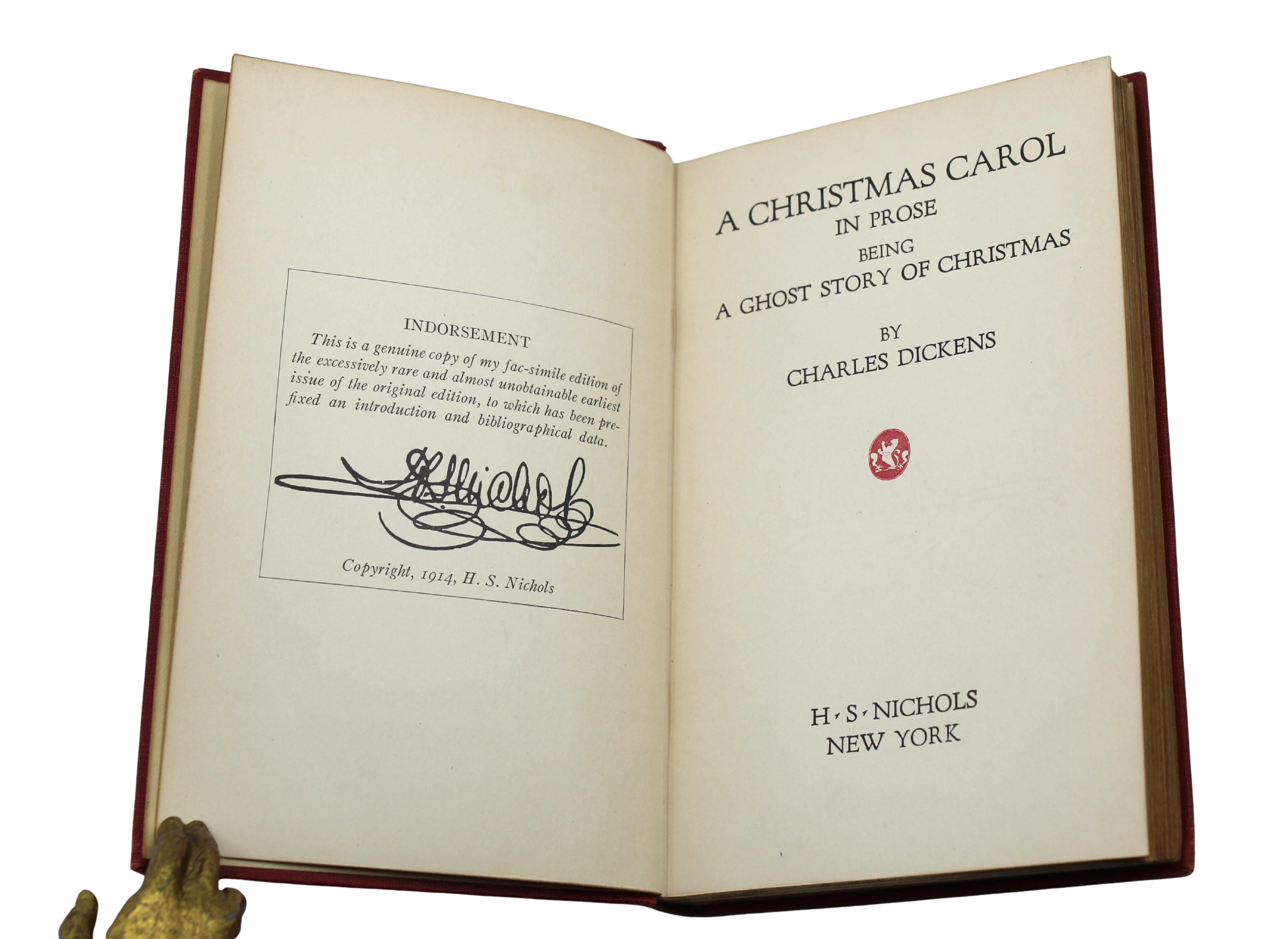 Early 20th Century A Christmas Carol by Charles Dickens, Illustrated, Facsimile First Edition, 1914 For Sale