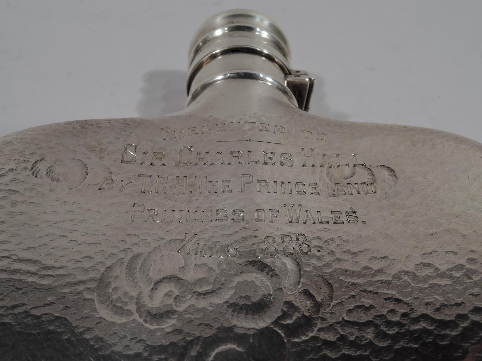 Late 19th Century Christmas Gift from Edward VII & Queen Alexandra: Gorham Fish Flask