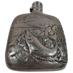 Antique Christmas Gift from Edward VII & Queen Alexandra: Gorham Fish Flask