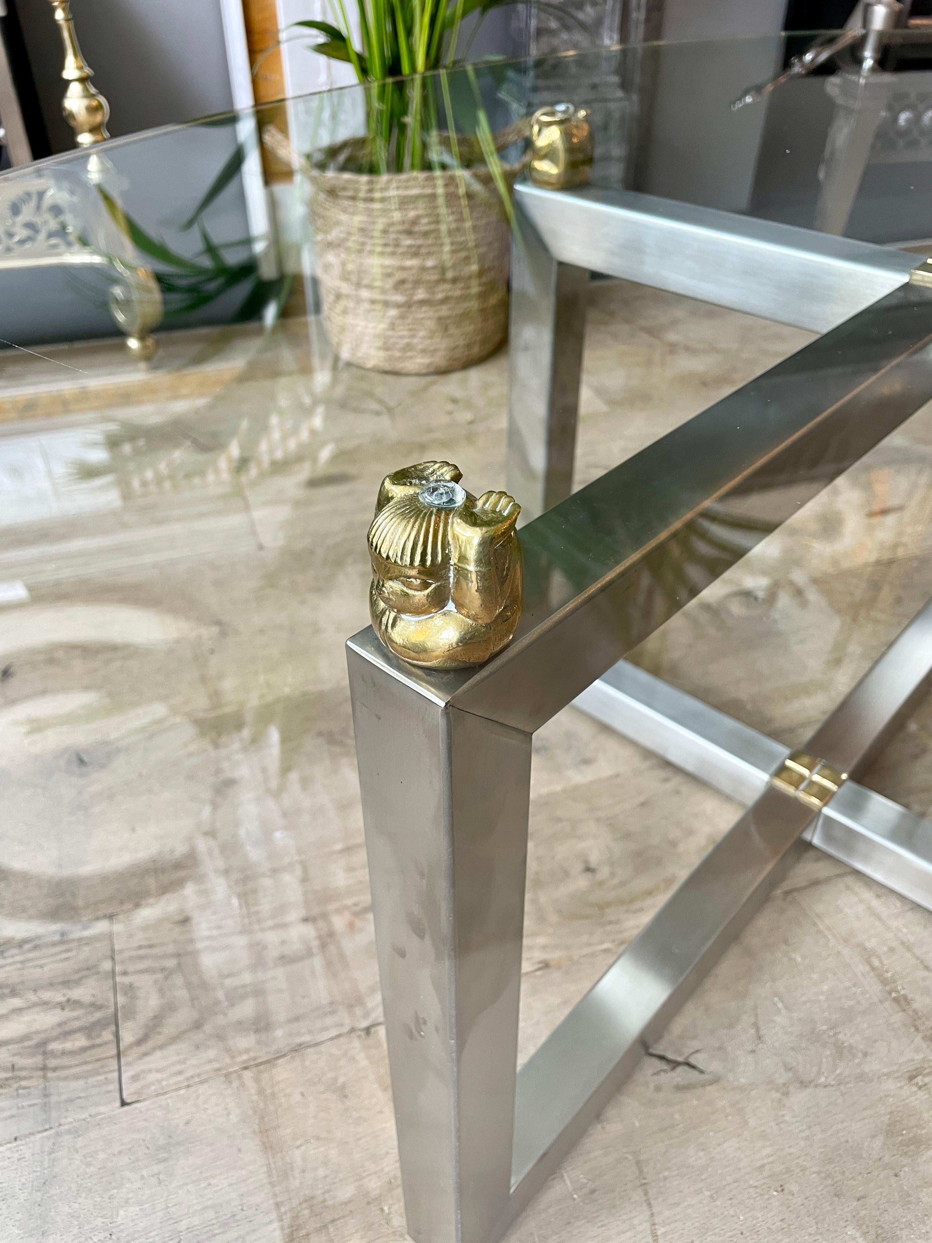Chrome and Brass Oval Cocktail Table by Peter Ghyczy In Good Condition In London, GB