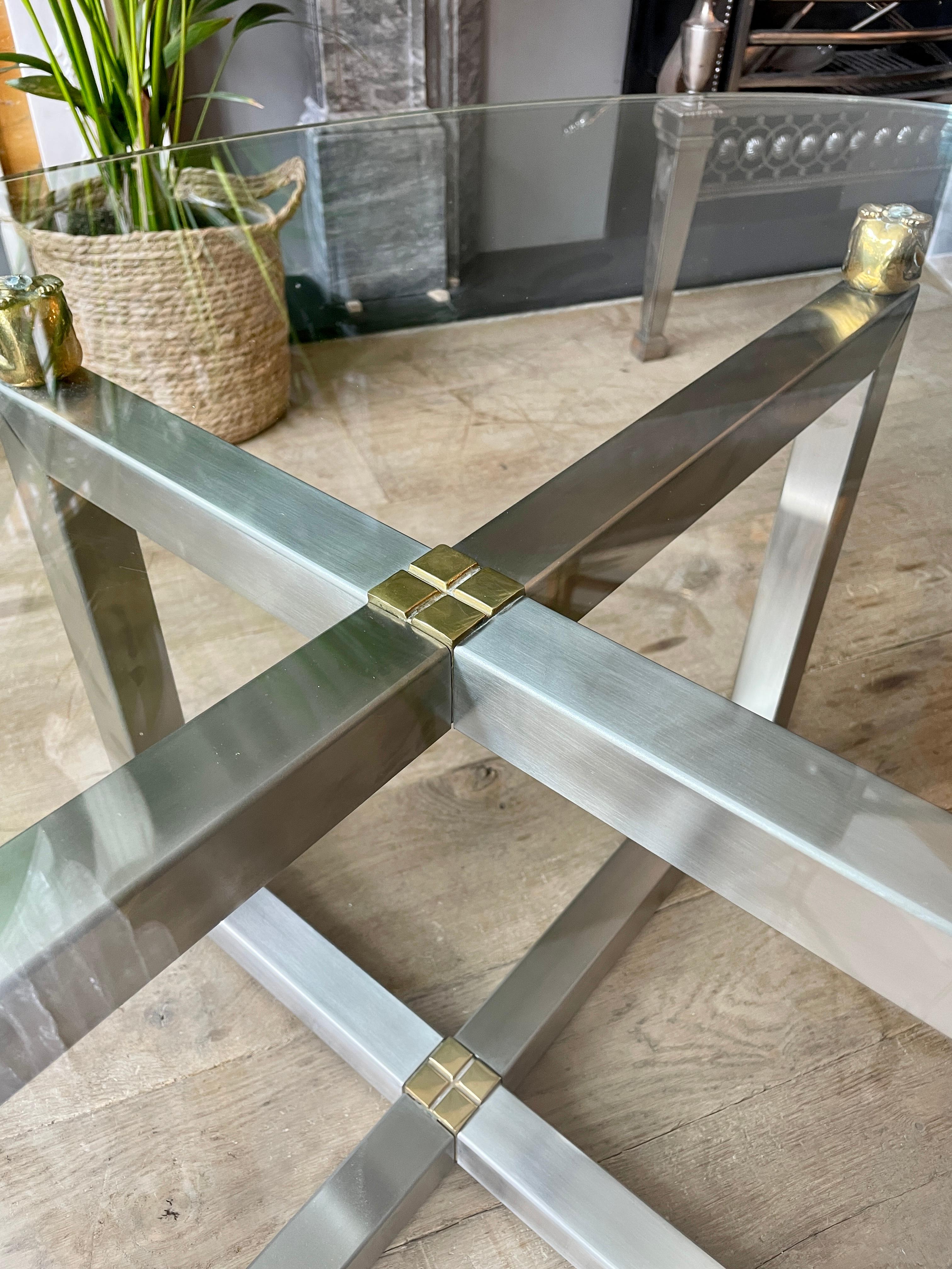 20th Century Chrome and Brass Oval Cocktail Table by Peter Ghyczy