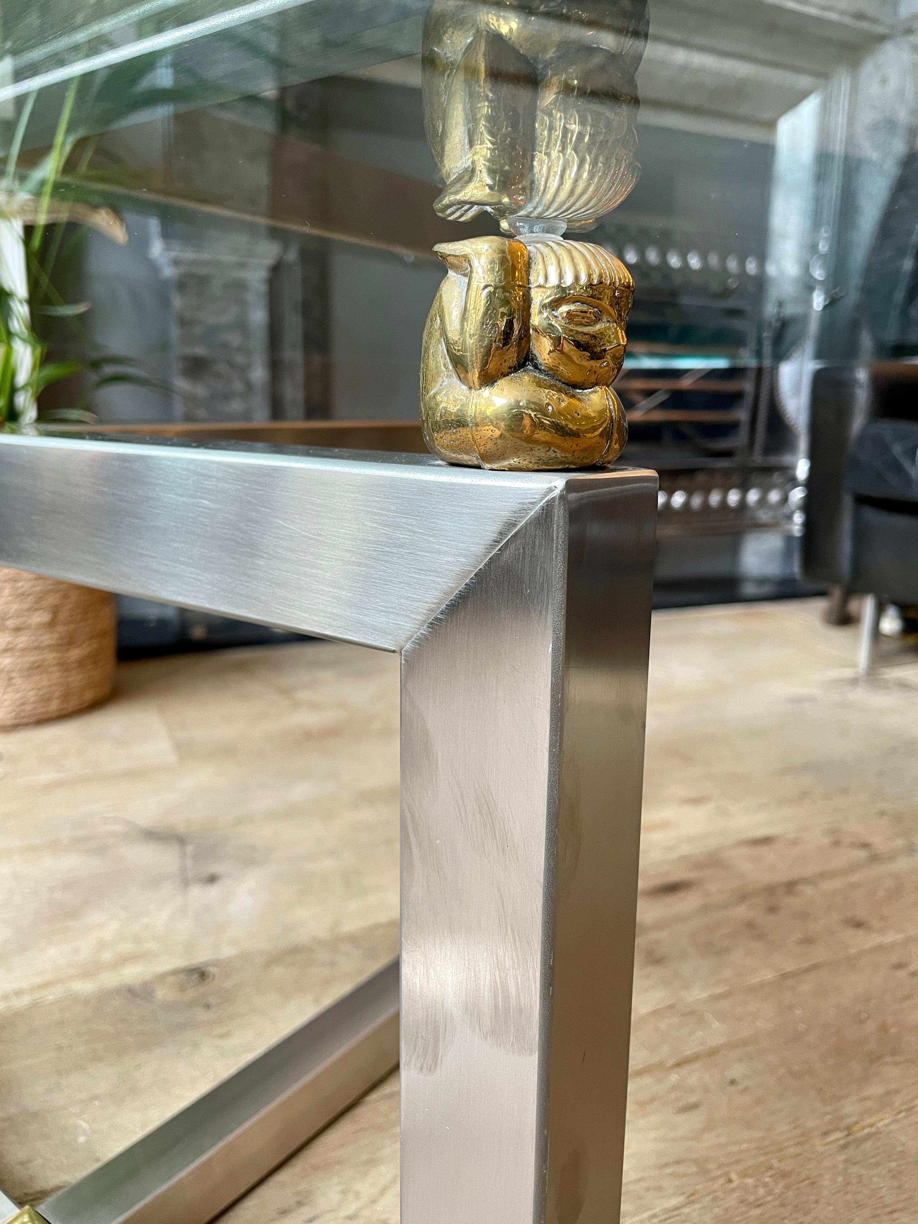 Chrome and Brass Oval Cocktail Table by Peter Ghyczy 2