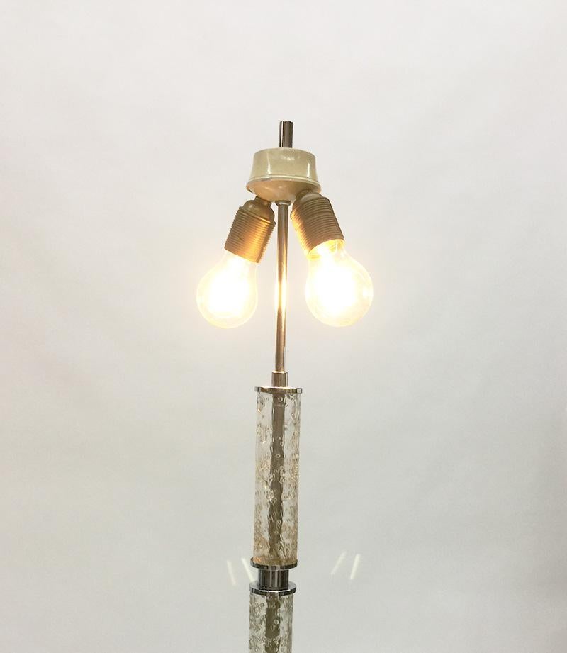 Chrome and Crystal Glass Floor Lamp, 1950s For Sale 1