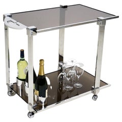 Used Chrome and Glass Bar Cart