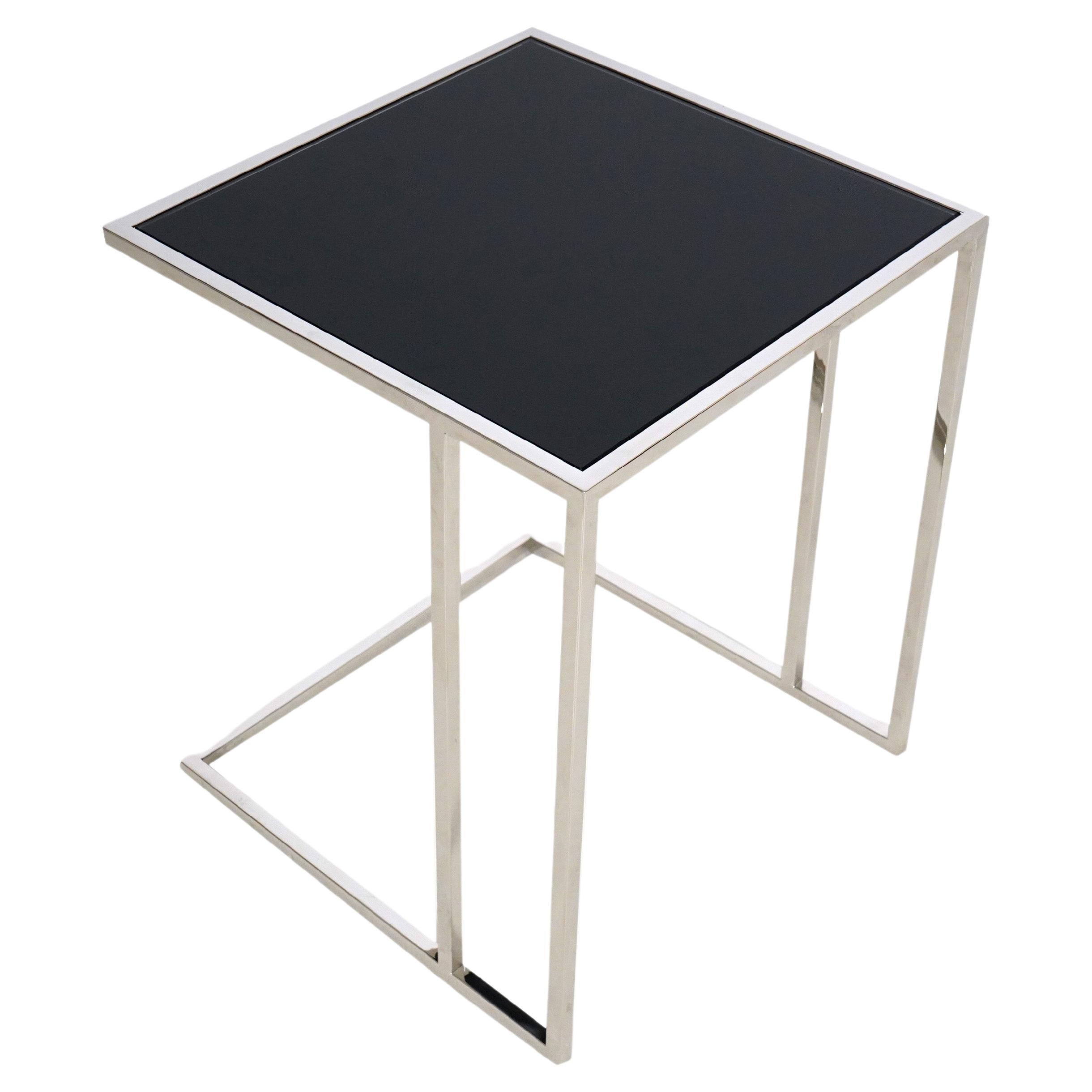 Chrome and Glass Side Table For Sale