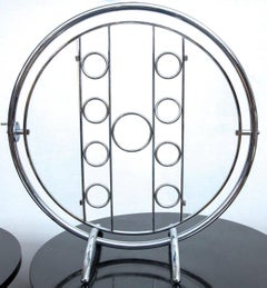 Chrome Art Deco Gyroscopic Tilt-Top Cocktail Table