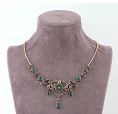 Chrysoprase and Rose Cut Diamond Necklace