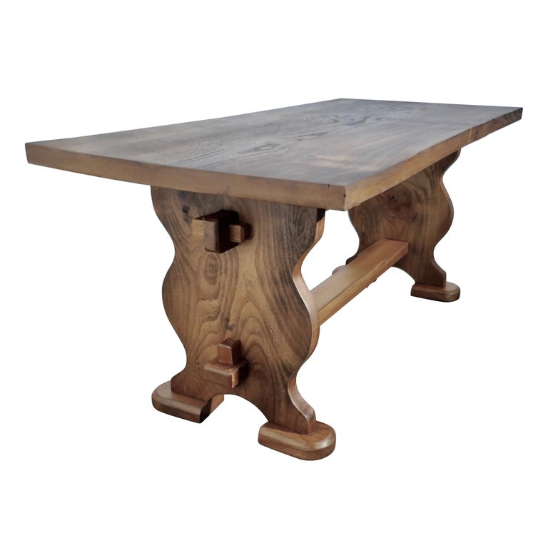 Chunky Solid Elm Farmhouse Coffee Table For Sale At 1stdibs