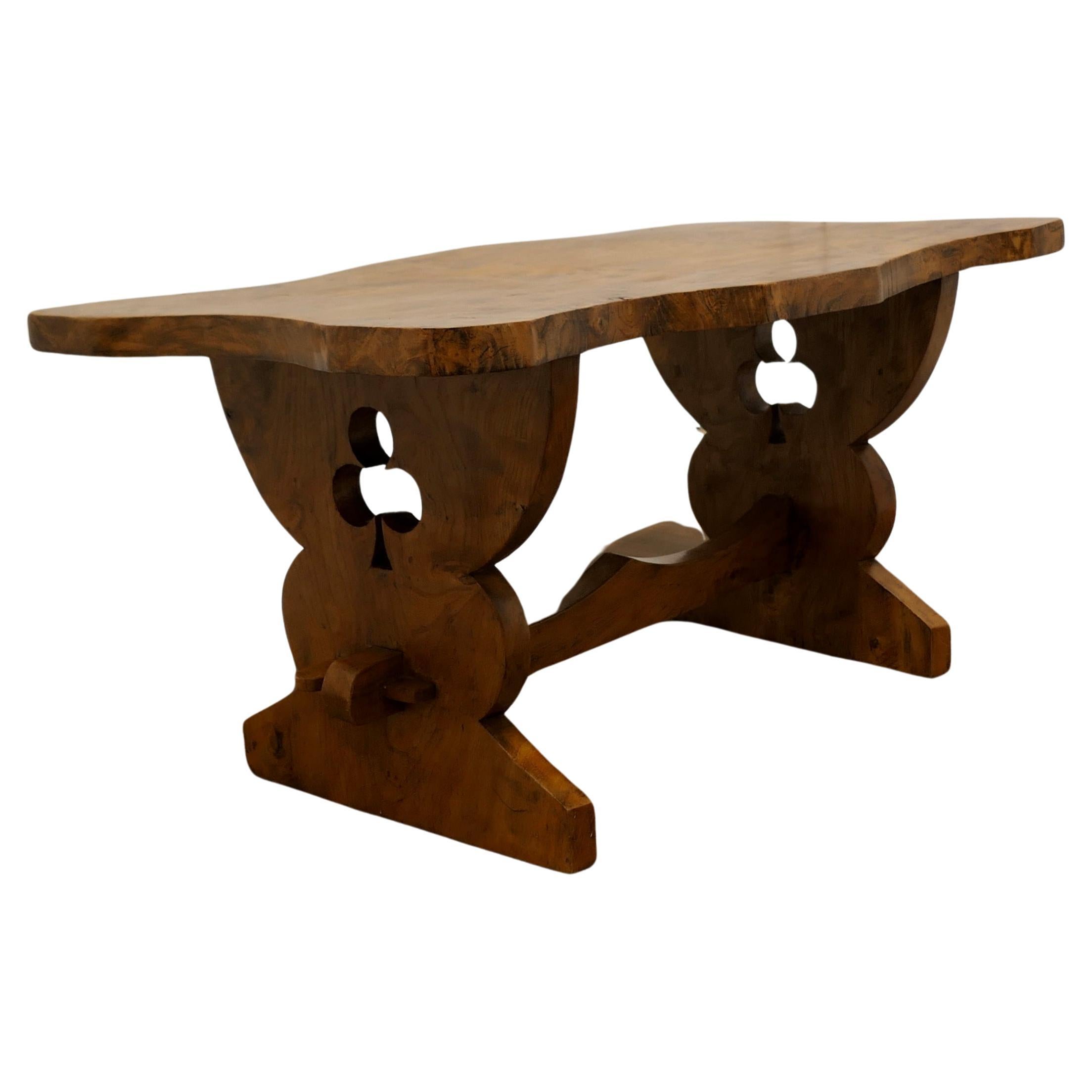 A Chunky Solid Elm Irish Coffee Table  This is a very sturdy table  For Sale