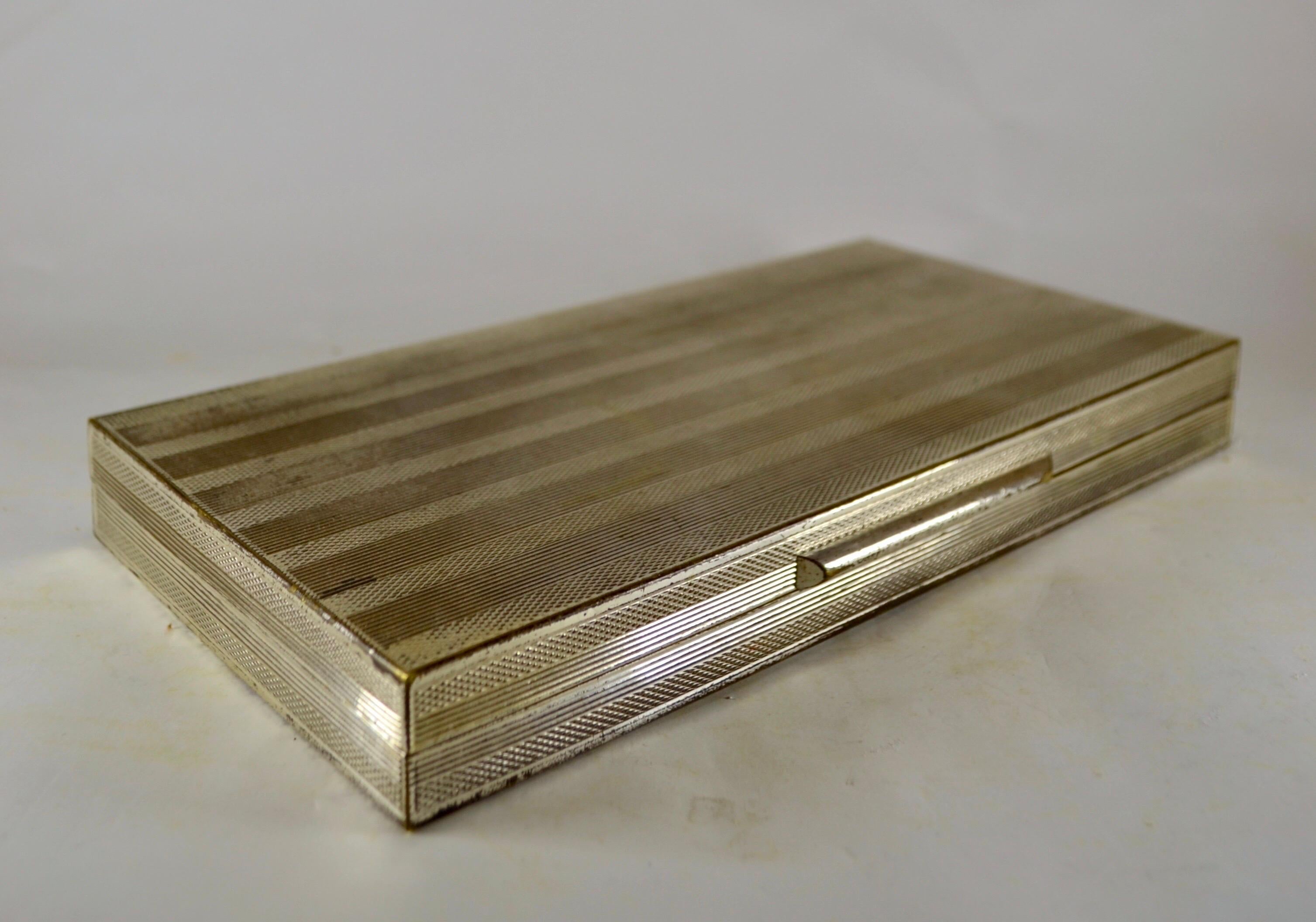 French A cigar or cigarette box silver-plated metal and exotic wood France 1970 For Sale
