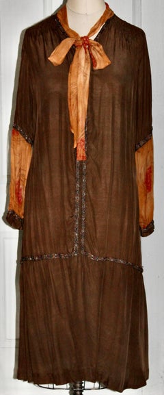 A Cinnamon and Pumpkin French 'Flapper' Cocktail Dress and Hat