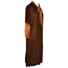 Antique A Cinnamon and Pumpkin French 'Flapper' Cocktail Dress and Hat