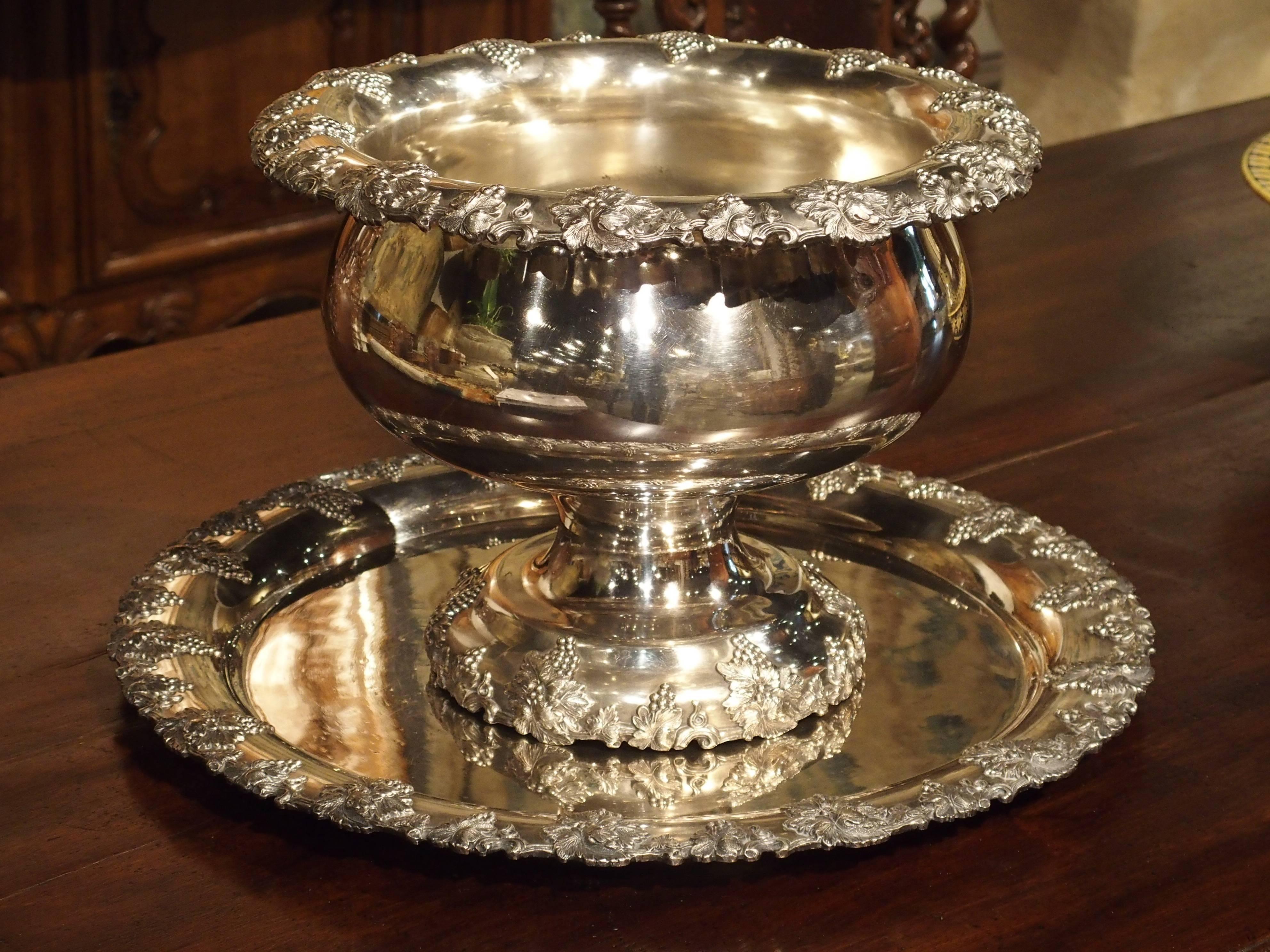 Silver Plated Punch Bowl and Tray, circa 1900 4