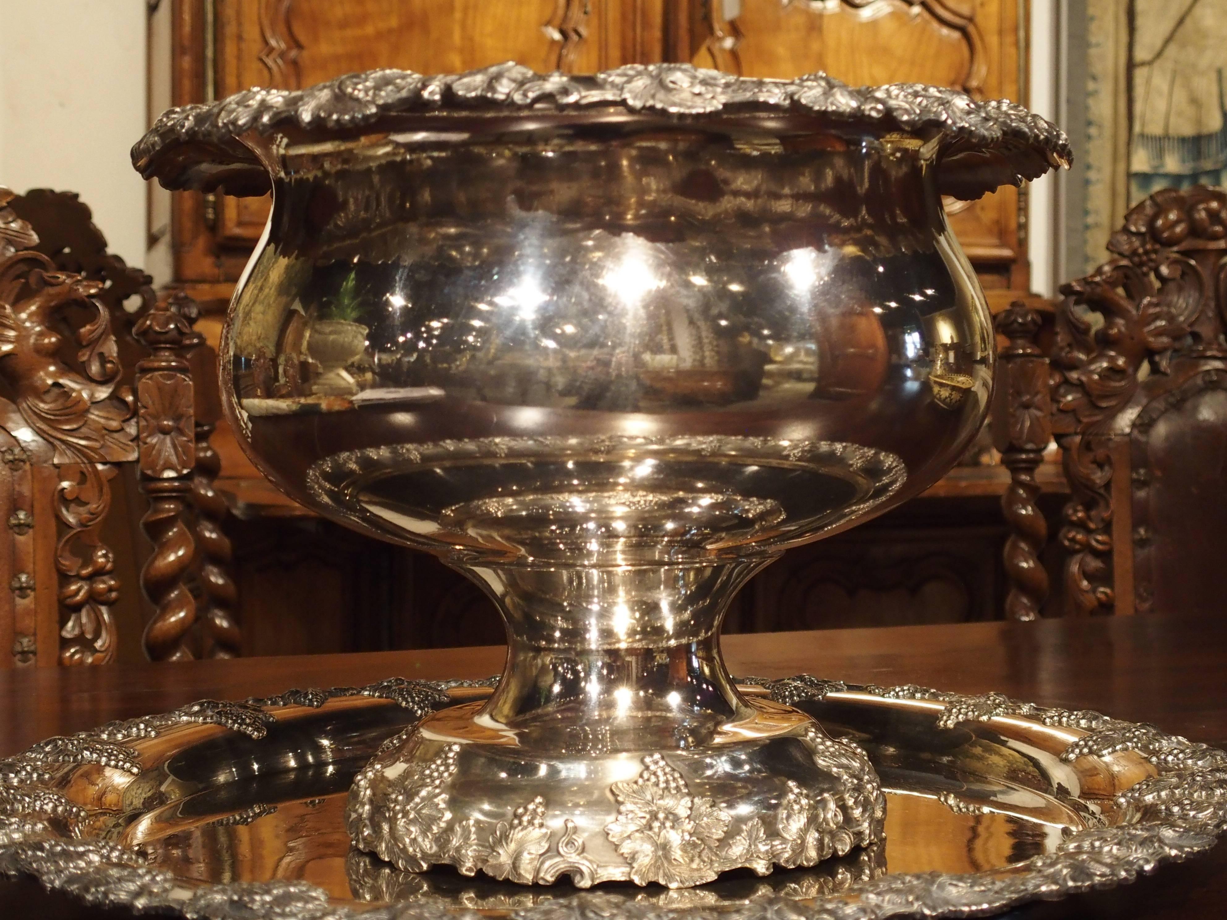 Silver Plated Punch Bowl and Tray, circa 1900 1