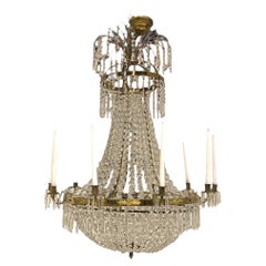 Antique 1900's Swedish Empire Crystal Chandelier with 12 lights