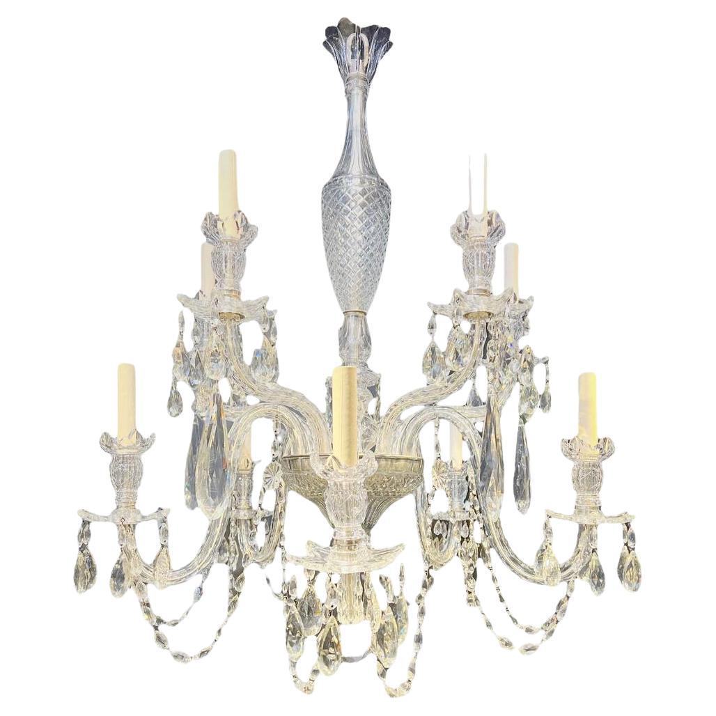 1900’s French Baccarat Crystal Chandelier with 10 Lights For Sale