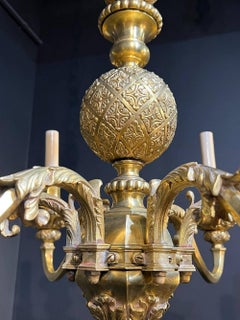 1900's Caldwell Bronze graviert Kronleuchter mit 6 Lights