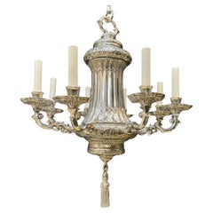 1900 Lustre Caldwell en métal argenté 8 Lights