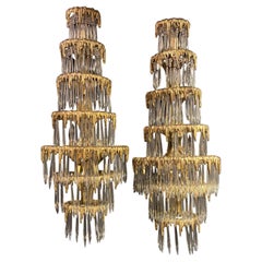 A circa 1900's large waterfall design Caldwell sconces.