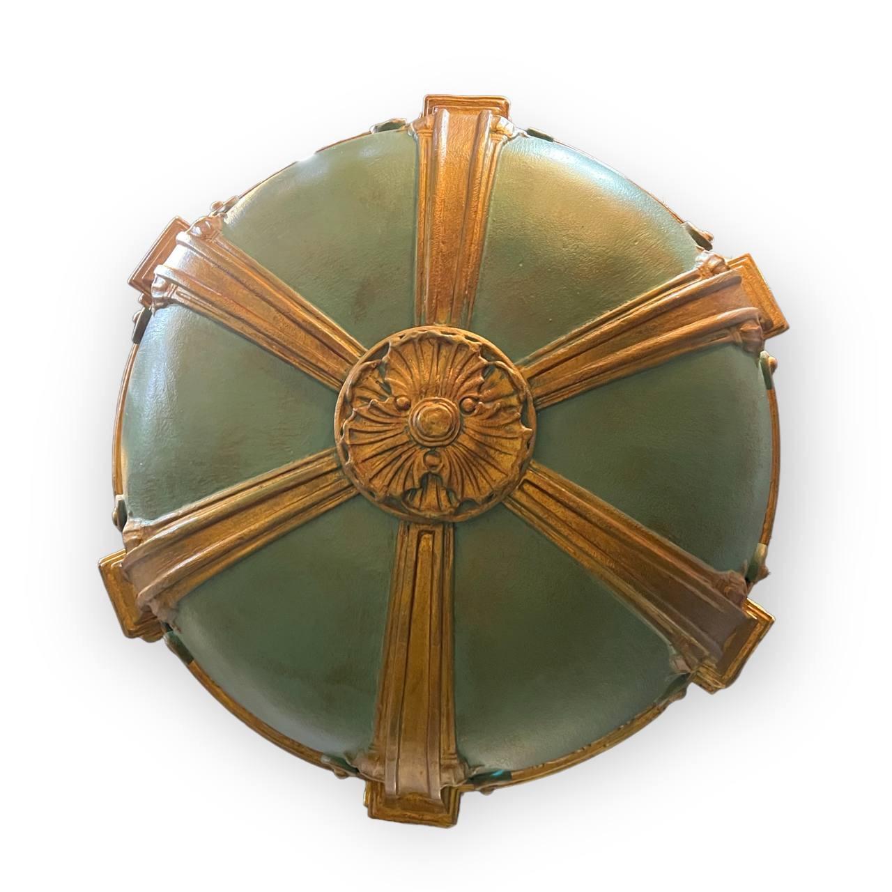 1900's Neoclassic Green and Gold Light Fixture In Good Condition For Sale In New York, NY