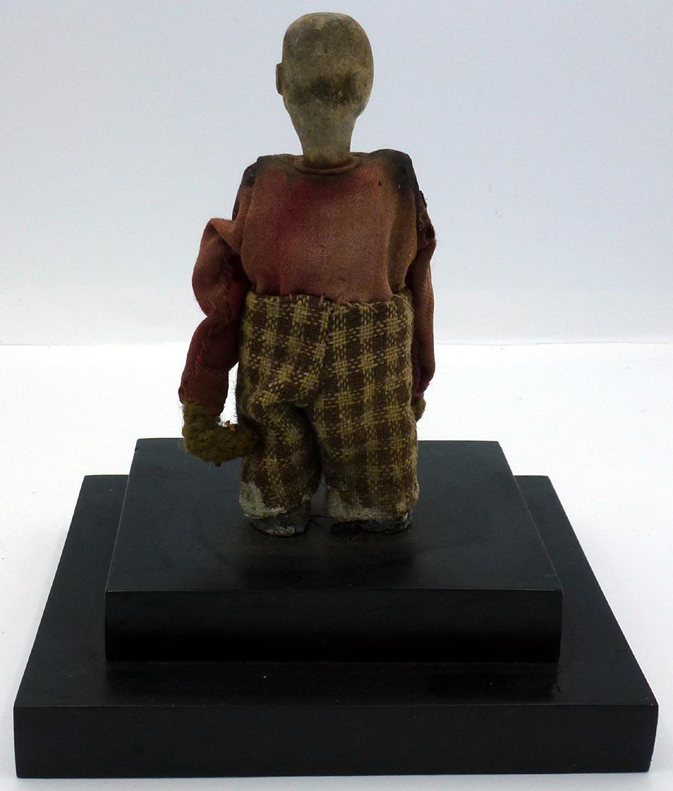 circa 1910 Hand Carved Folk Art Man with Red Shirt, from a Logging Group In Good Condition For Sale In Fort Payne, AL