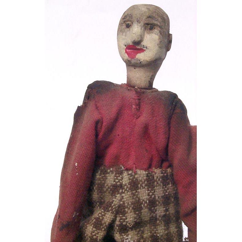 circa 1910 Hand Carved Folk Art Man with Red Shirt, from a Logging Group For Sale 2