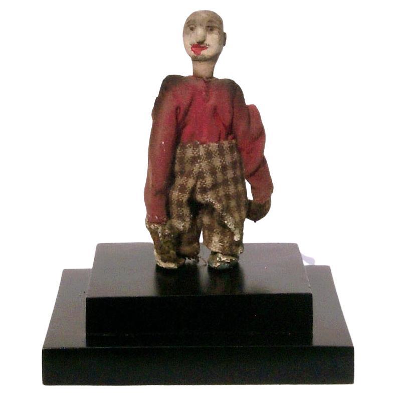 circa 1910 Hand Carved Folk Art Man with Red Shirt, from a Logging Group For Sale