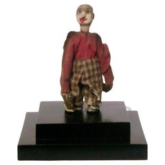 circa 1910 Hand Carved Folk Art Man with Red Shirt, from a Logging Group