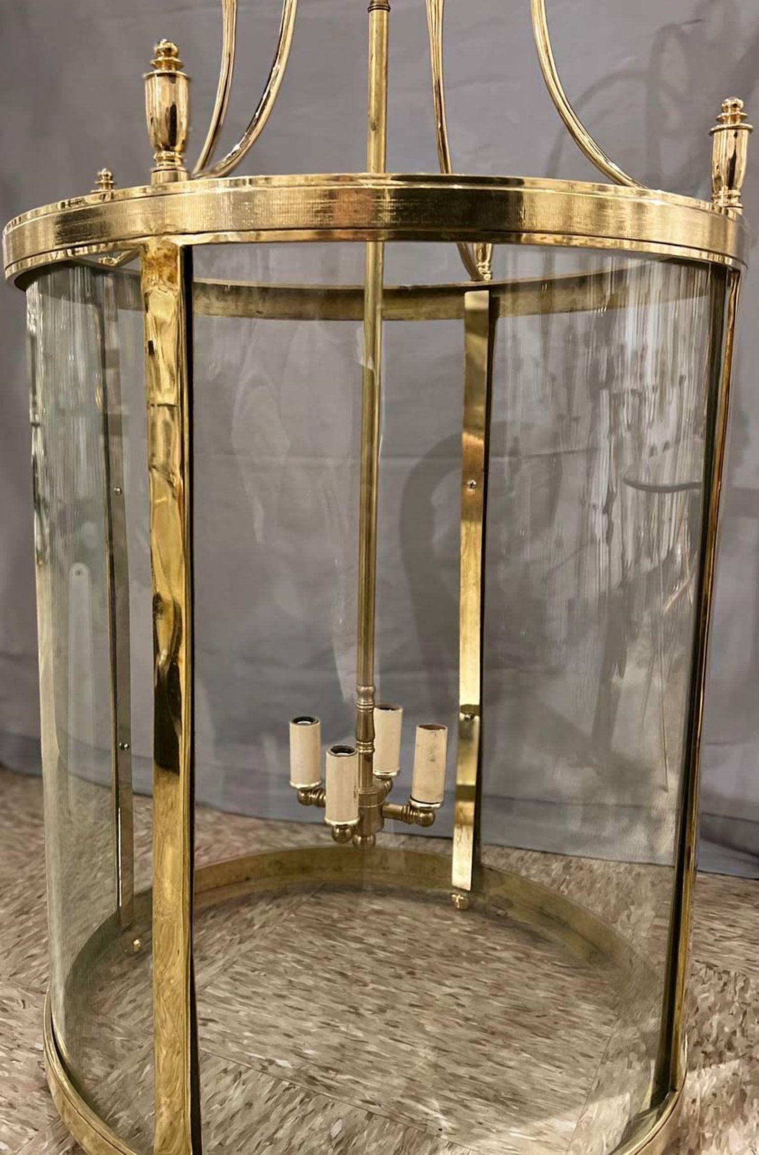 1920's Caldwell Large Gilt Bronze Lantern In Good Condition For Sale In New York, NY