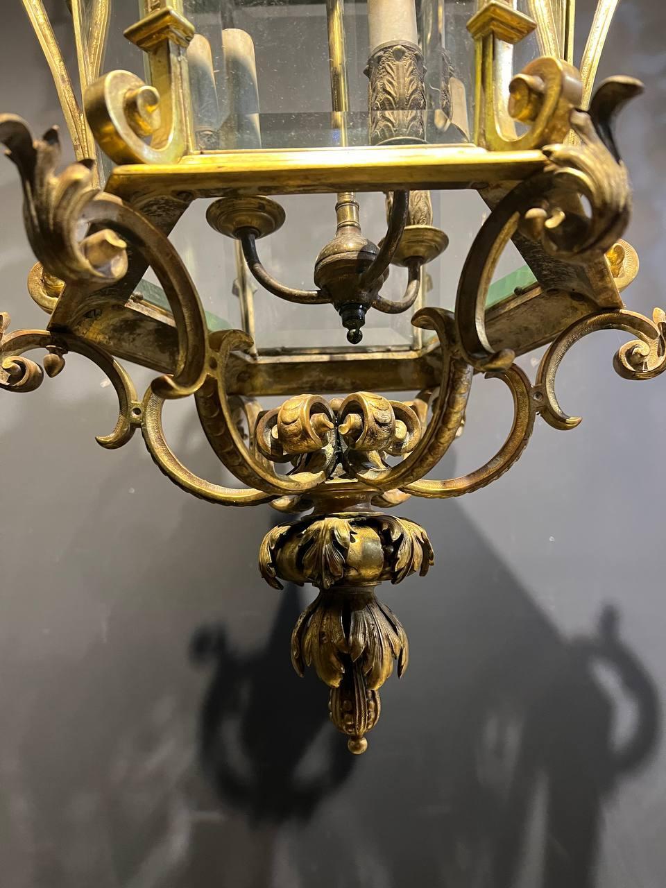 1920's Caldwell Baroque Style Bronze Lantern In Good Condition For Sale In New York, NY