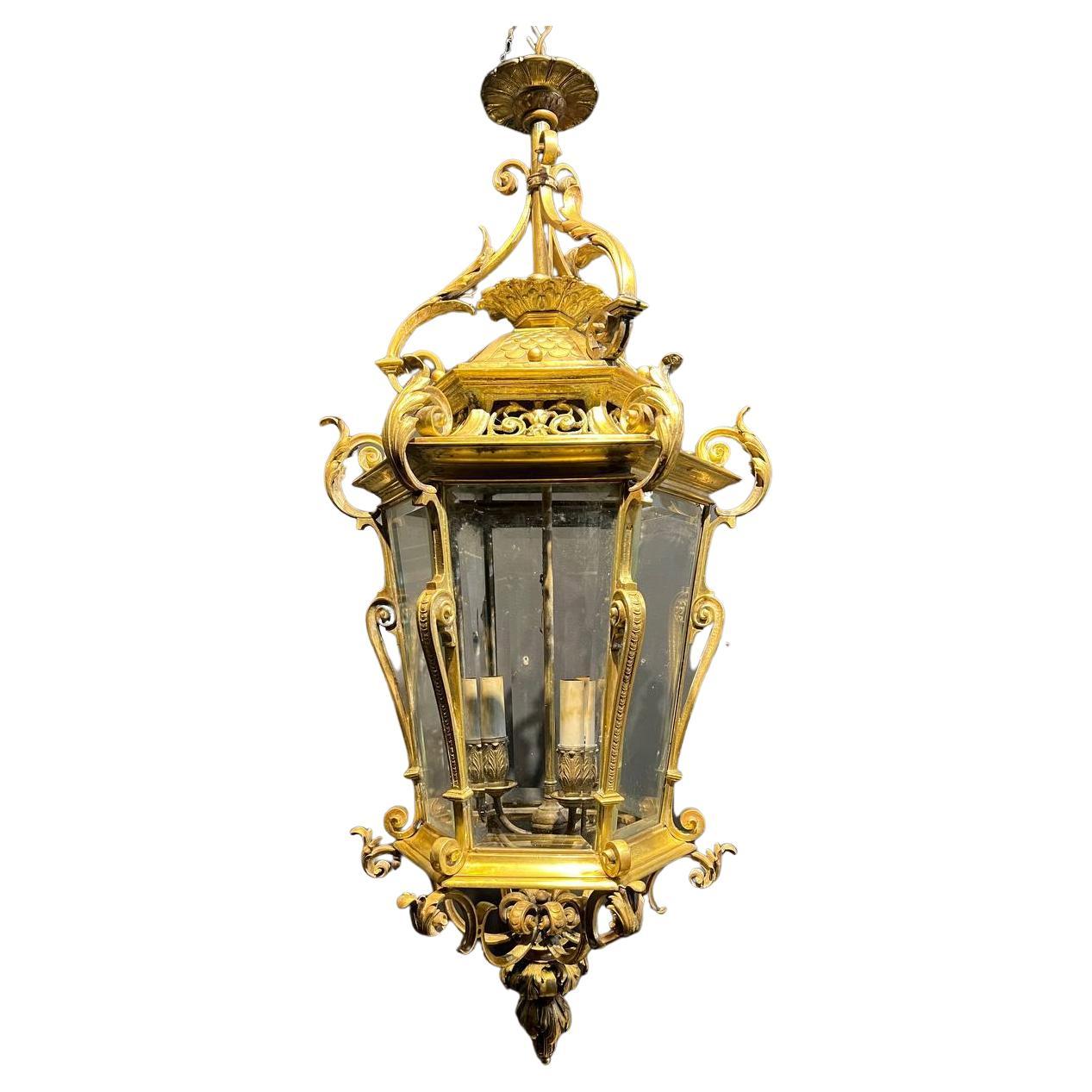 1920's Caldwell Baroque Style Bronze Lantern For Sale