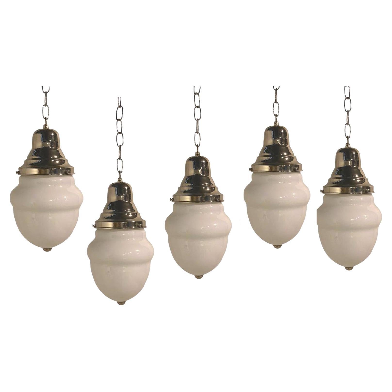 1920's French Small Opaline Glass Light Fixtures