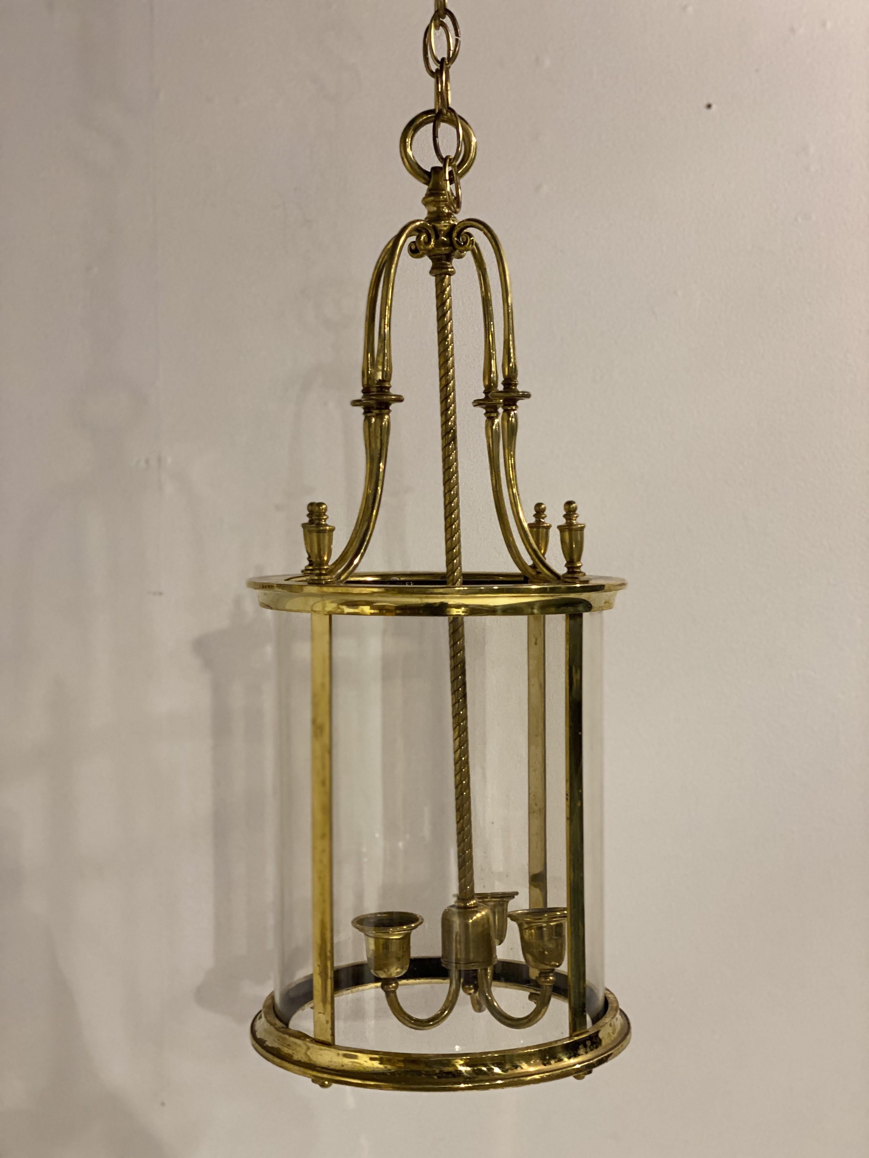Adam Style 1920's Caldwell Gilt Bronze Lantern For Sale