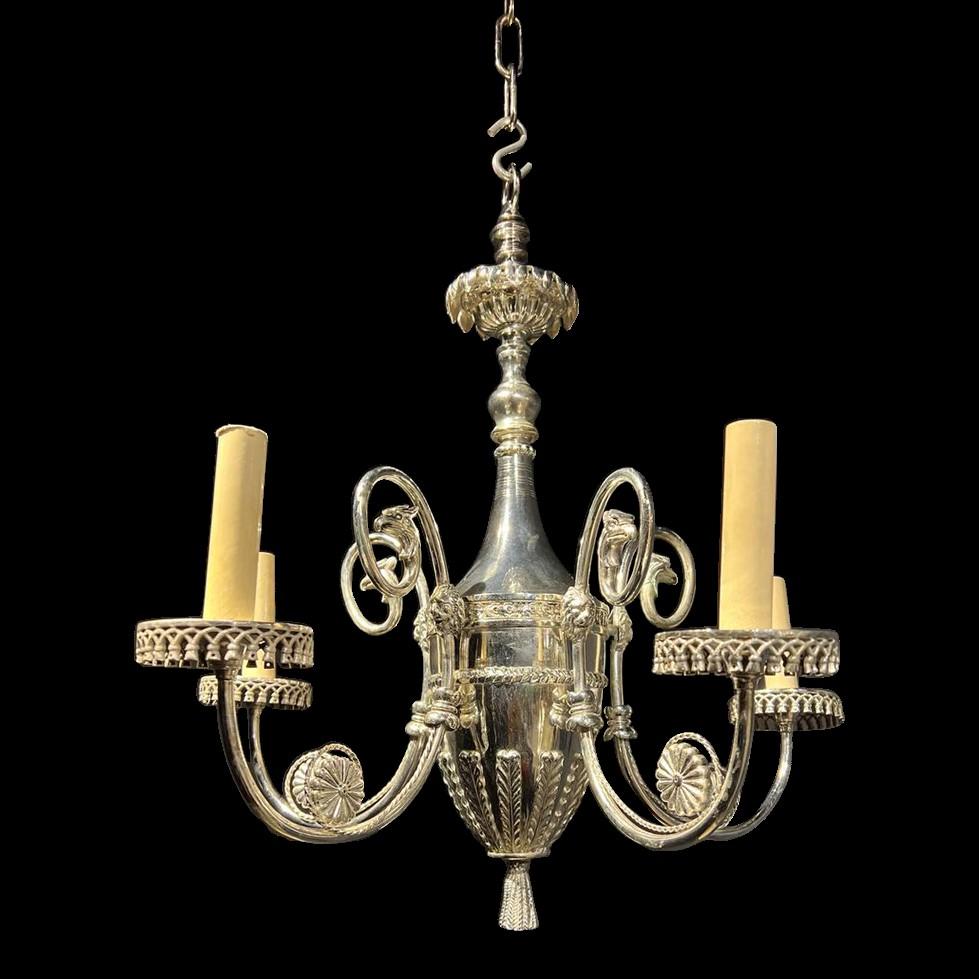 Early 20th Century 1920's Small Silver Plated Caldwell Chandelier For Sale