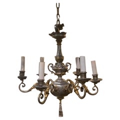 Lampadario Caldwell placcato in argento del 1920 con ornamenti dorati