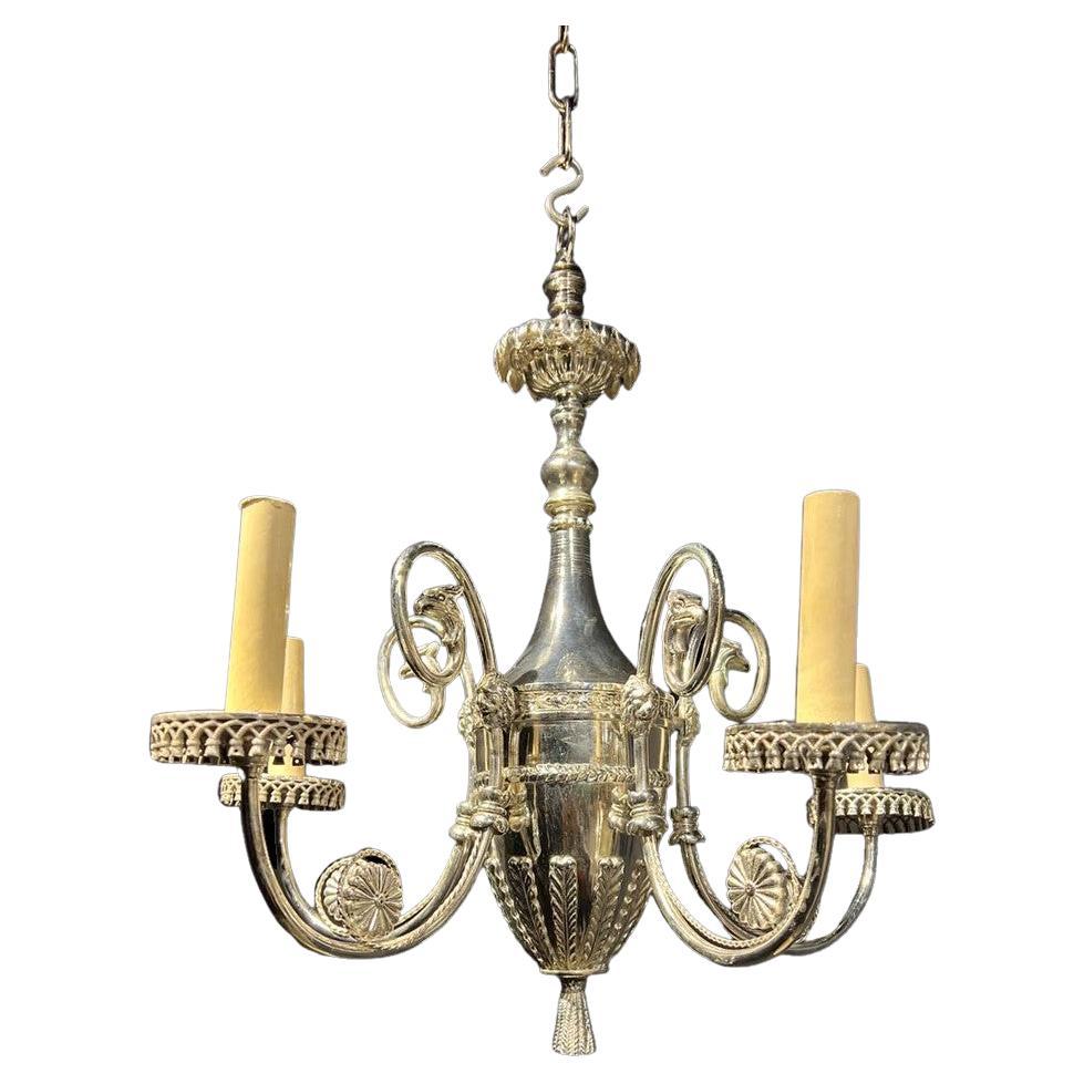 1920's Small Silver Plated Caldwell Chandelier For Sale