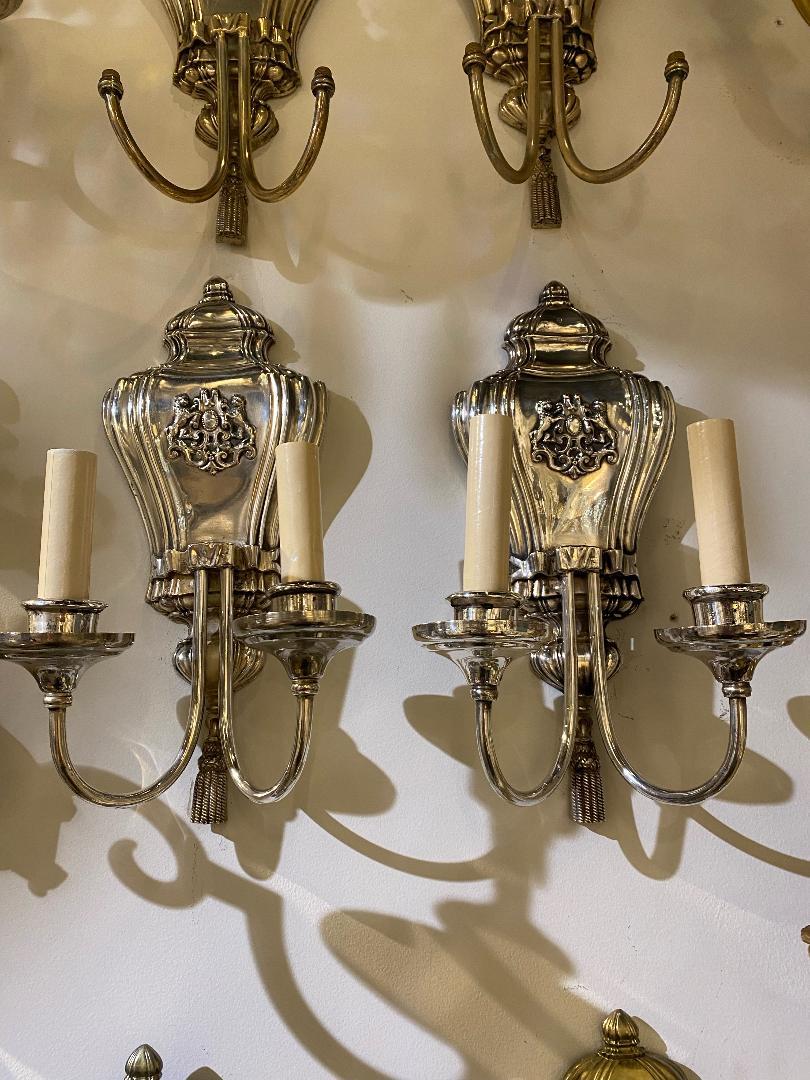 American 1920's Silver Plated Caldwell Sconces For Sale