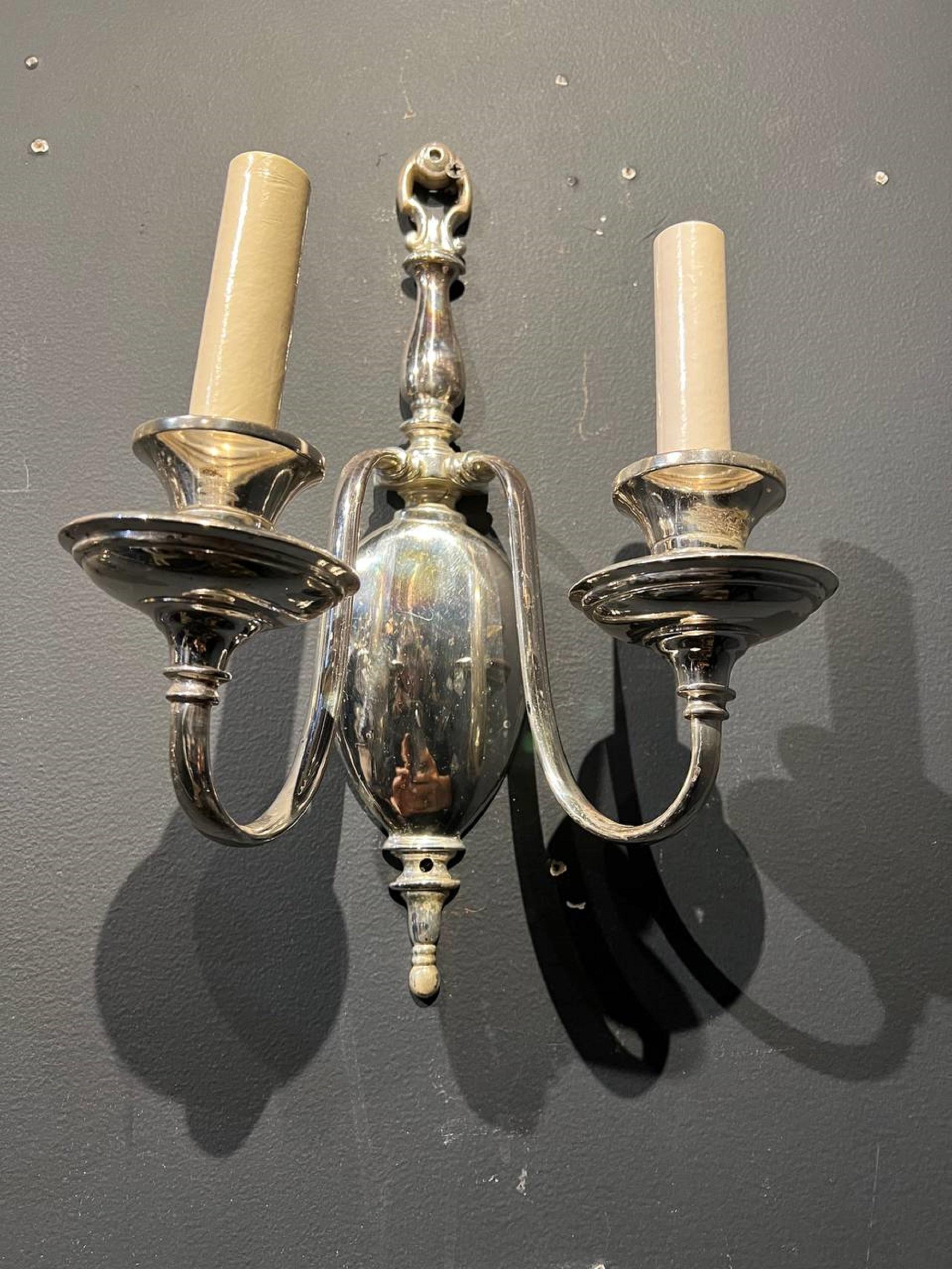 1920's Silver Plated Caldwell Traditional Sconces In Good Condition For Sale In New York, NY