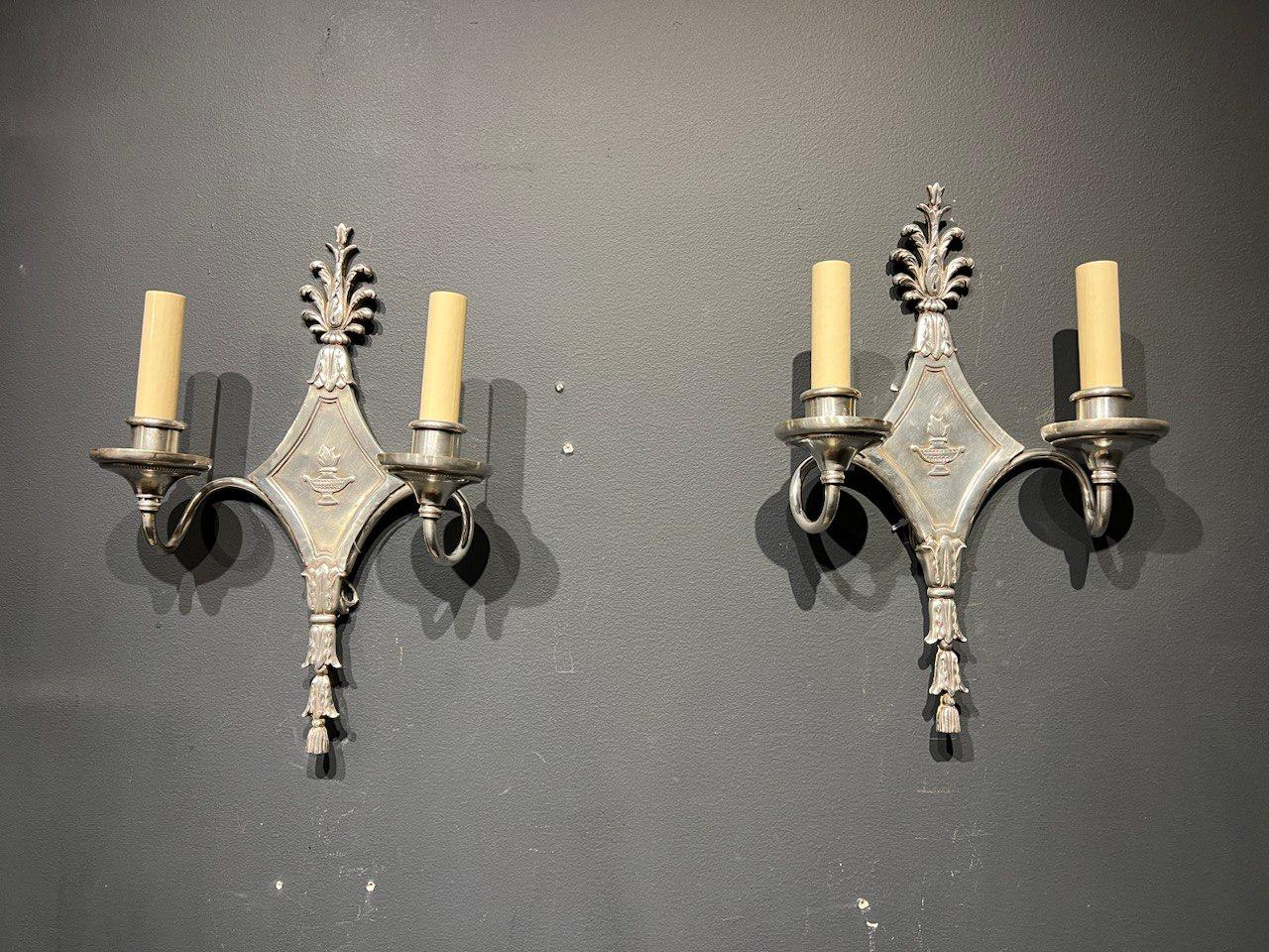 1920's Silver Plated Caldwell Sconces In Good Condition For Sale In New York, NY