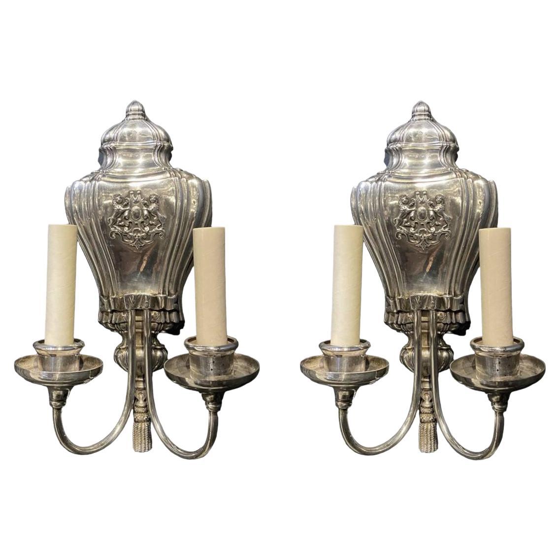 1920's Silver Plated Caldwell Sconces