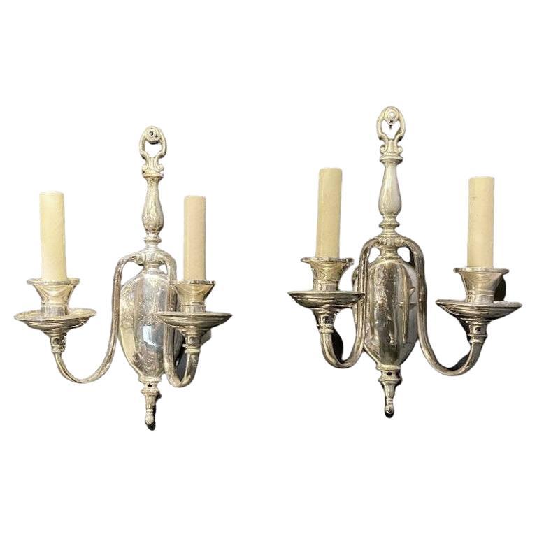 1920's Silver Plated Caldwell Traditional Sconces For Sale
