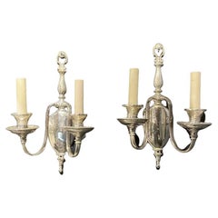 Antique 1920's Silver Plated Caldwell Traditional Sconces