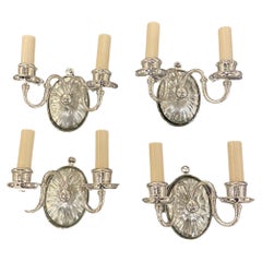 1920's Silver Plated Caldwell Sconces with Cut Glass