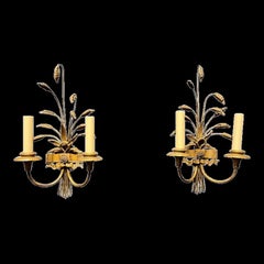 1920's Gilt Metal Caldwell Sconces