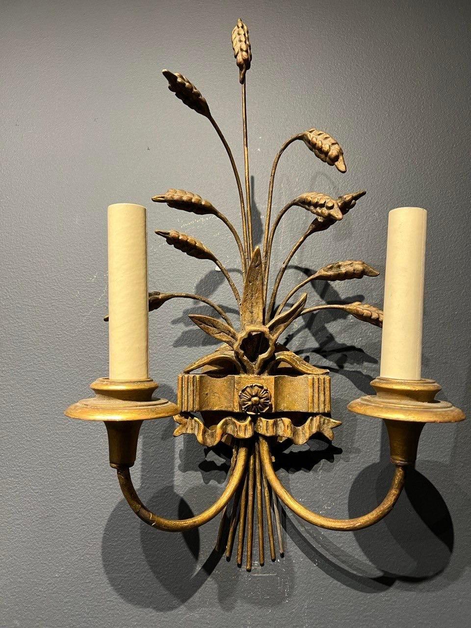 American 1920's Gilt Metal Caldwell Sconces For Sale