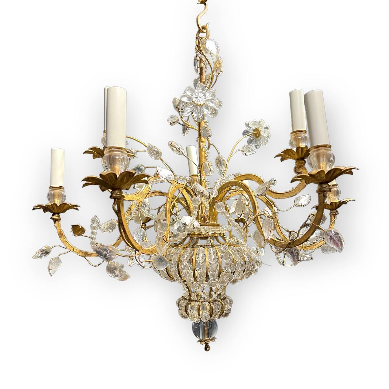 1930's French Bagues Beaded Glass Chandelier with 9 Lights For Sale 1